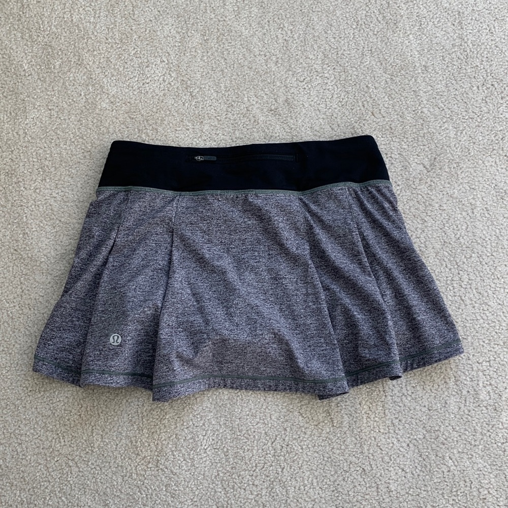 lululemon heather lux multi black/black pace rival mid-rise skirt